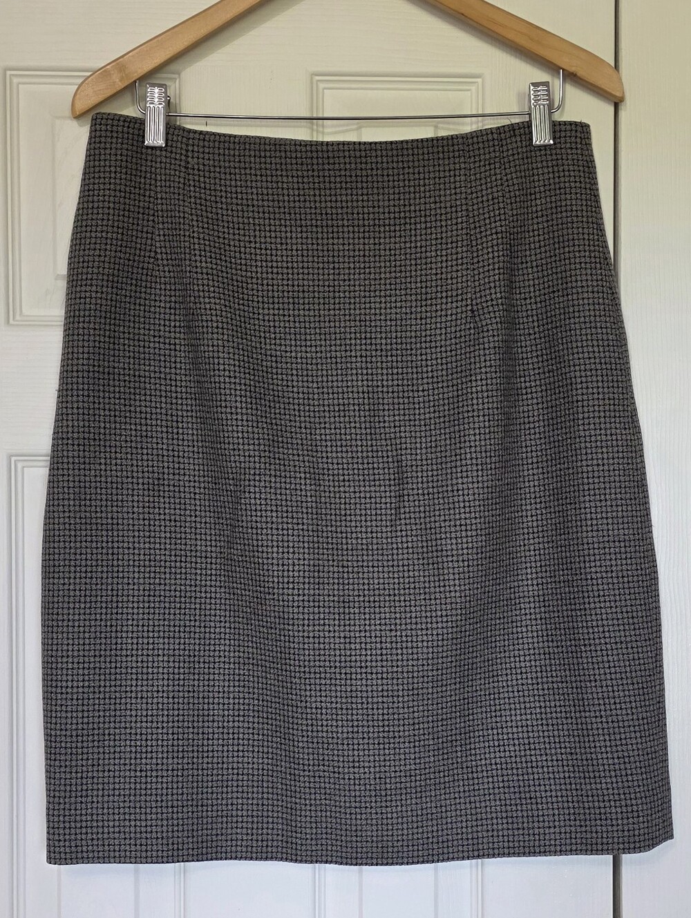 Jones New York Classic Brown & Black Houndstooth Wool Pencil Skirt - Women
